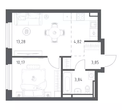 1-комнатная квартира: Ленинский городской округ, ЖК Новое Видное, 13.1 ...