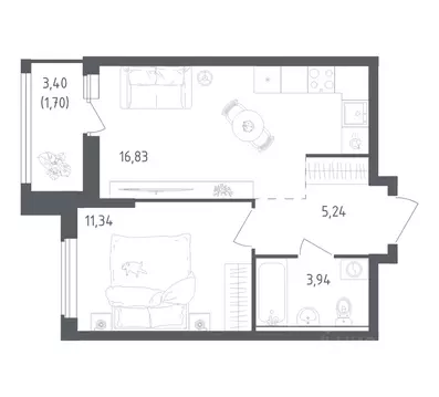 1-к кв. Ленинградская область, Всеволожский район, Свердловское ...
