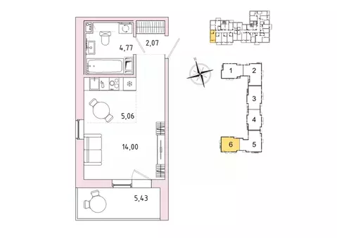 1-к кв. Ленинградская область, Гатчина Въезд мкр,  (28.62 м)