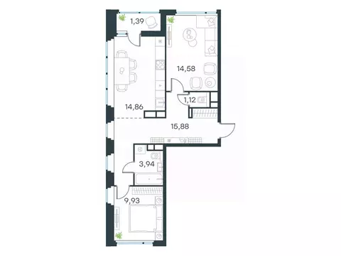 2-к кв. Московская область, Красногорск городской округ, Отрадное пгт ...
