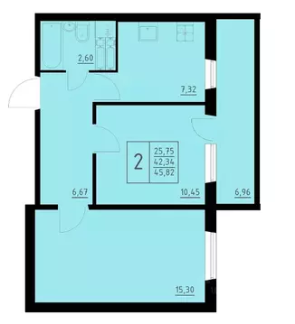 2-к кв. Пермский край, Пермь Домостроительный мкр,  (45.82 м)