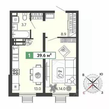 1-к кв. Пензенская область, Пензенский район, Засечный сельсовет, с. ...