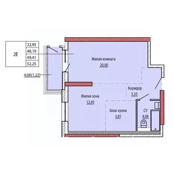 2-к кв. Хабаровский край, Хабаровск ул. Карла Маркса (49.41 м)