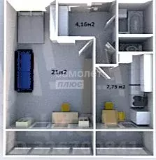 1-к кв. Курская область, Курск Союзная ул., 71Б (38.7 м)