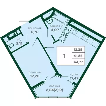 1-к кв. Крым, Симферополь Скай Парк жилой комплекс (44.77 м)