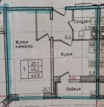1-к кв. Липецкая область, Липецк Минская ул., 6Ак1 (40.3 м)