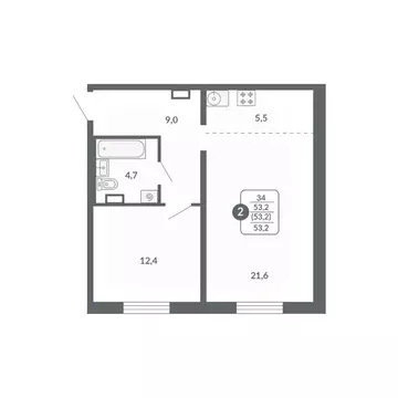2-к кв. Кировская область, Киров ул. Потребкооперации, 34 (53.2 м)
