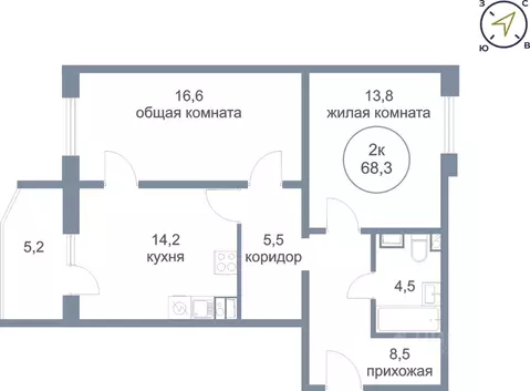2-к кв. Ханты-Мансийский АО, Нефтеюганск 17-й мкр, 7/2 (68.3 м)