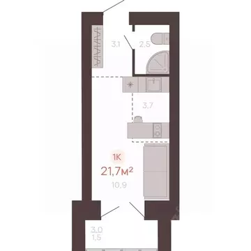 1-к кв. Алтайский край, Новоалтайск ул. Южсиба, 52А (21.7 м)