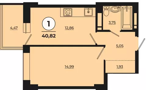 1-к кв. Ростовская область, Ростов-на-Дону Левенцовский мкр, ...
