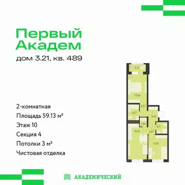2-к кв. Свердловская область, Екатеринбург Академический мкр, 3-й ...