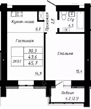 1-к кв. Алтайский край, Барнаул тракт Павловский, 196Ак2 (28.8 м)