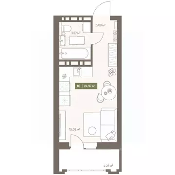 Студия Кемеровская область, Кемерово Московский просп., 23А (24.97 м)