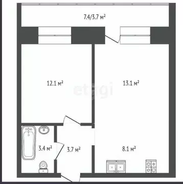 1-к кв. Вологодская область, Вологда ул. Чернышевского, 108Ак2 (39.8 ...