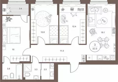 3-к кв. Пензенская область, Пенза Арбеково жилрайон, Дальнее Арбеково ...