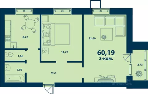 2-к кв. Башкортостан, Уфа ул. Ивана Спатара, 18 (60.19 м)