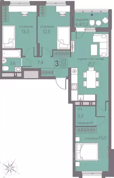 3-к кв. Пермский край, Пермь ул. Серебристая, 5 (79.0 м)