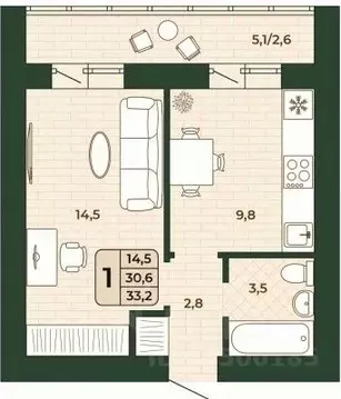 1-к кв. Самарская область, Волжский район, Смышляевка городское ...