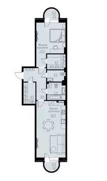 2-к кв. Воронежская область, Воронеж ул. Жилина, 7 (74.3 м)