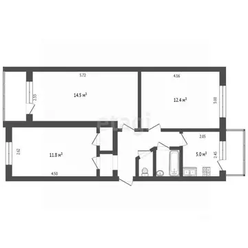 3-к кв. Ставропольский край, Пятигорск ул. Кучуры (55.0 м)