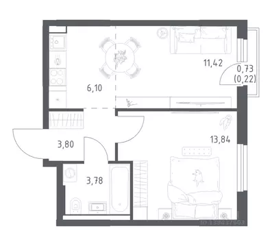 1-к кв. Башкортостан, Уфа ул. Минигали Губайдуллина, 8к9 (39.16 м)
