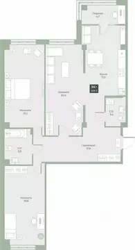 3-к кв. Курганская область, Курган Заозерный жилрайон, 6А мкр, ул. ...