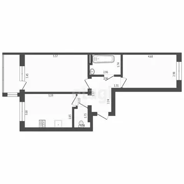 2-комнатная квартира: Тюмень, улица Ю.-Р.Г. Эрвье, 28 (61.8 м)