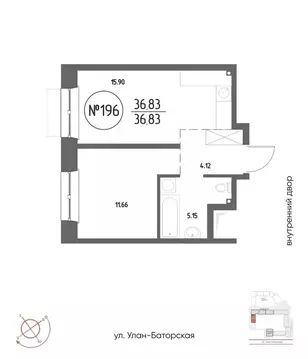1-к кв. Иркутская область, Иркутск Макс жилой комплекс (36.83 м)