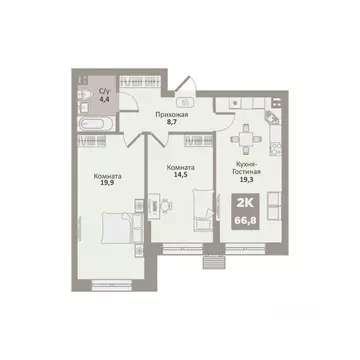 2-к кв. Курганская область, Курган Заозерный жилрайон, 12-й мкр, 1 ...