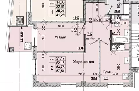 2-к кв. Саха (Якутия), Якутск ул. Чкалова, 47 (53.78 м)