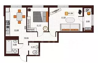 2-к кв. Оренбургская область, Оренбург Северный жилрайон, Фамильные ...