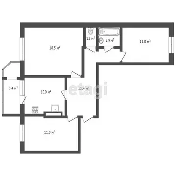 3-к кв. Ханты-Мансийский АО, Сургутский район, Белый Яр пгт ул. ...