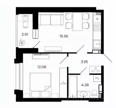 1-к кв. Липецкая область, Липецк ул. Е.И. Замятина, 4 (38.68 м)