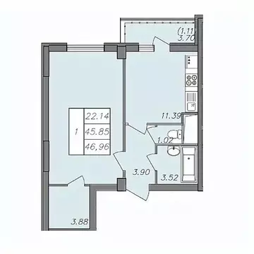 1-к кв. Воронежская область, Воронеж Волгоградская ул., 45 (46.0 м)