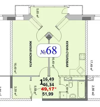 1-к кв. Москва д. Ивановское, ул. Семена Гордого, 6 (46.7 м)