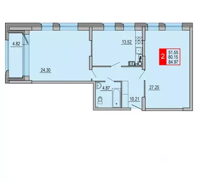 2-к кв. Тверская область, Тверь Петербургское ш., 3к1 (84.97 м)