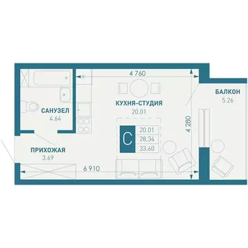Квартира-студия: Краснодар, посёлок Берёзовый, микрорайон ...