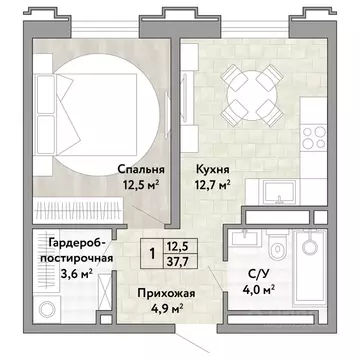 1-к кв. Хабаровский край, Хабаровск ул. Нагишкина (37.7 м)