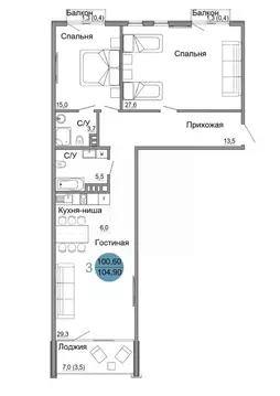 3-к кв. Крым, Керчь Белый город жилой комплекс (104.9 м)