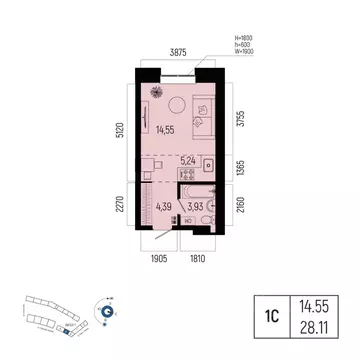 1-к кв. Башкортостан, Уфа Глумилино-1 мкр, Новатор жилой комплекс ...