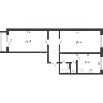 2-к кв. Белгородская область, Белгород ул. Попова, 18 (66.9 м)