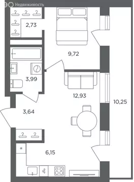 1-комнатная квартира: Пермь, микрорайон ДКЖ (42.24 м)