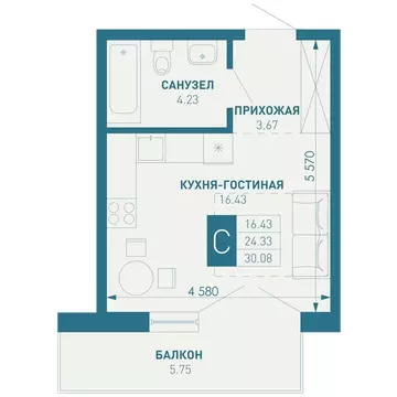 Квартира-студия: Краснодар, посёлок Берёзовый, микрорайон ...