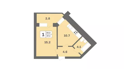 1-к кв. Башкортостан, Уфа Дагестанская ул., лит12 (37.4 м)