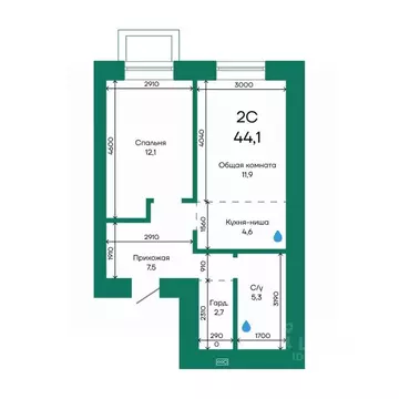 2-к кв. Алтайский край, Барнаул Просторная ул., 390к1 (44.1 м)