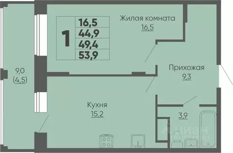 1-к кв. Чувашия, Чебоксары ул. Академика РАН Х.М. Миначева, 2 (53.9 м)