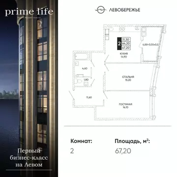 2-к кв. Ростовская область, Ростов-на-Дону Левобережная ул., 6/1с2 ...