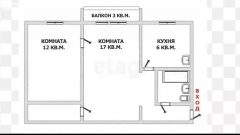 2-комнатная квартира: Липецк, проспект Мира, 14 (46 м)