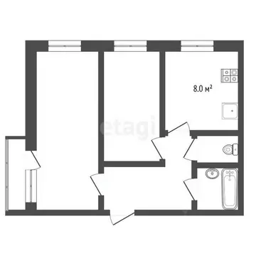 2-к кв. Коми, Усинск Молодежная ул., 11 (53.0 м)