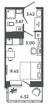 Квартира-студия: Новоселье, Аннинская улица, 4 (22.84 м)